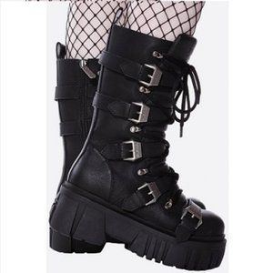 Killstar Beelzebub Goth Buckle Boots Size 10 Womens 8 Mens